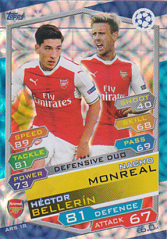 Hector Bellerin / Nacho Monreal Arsenal 2016/17 Topps Match Attax CL Defensive Duo #ARS18